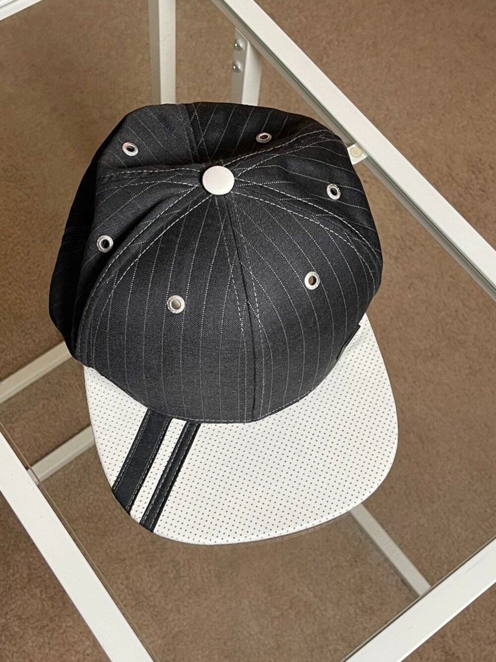 The Closer 6-Panel Hat // Charcoal + White Pinstripe